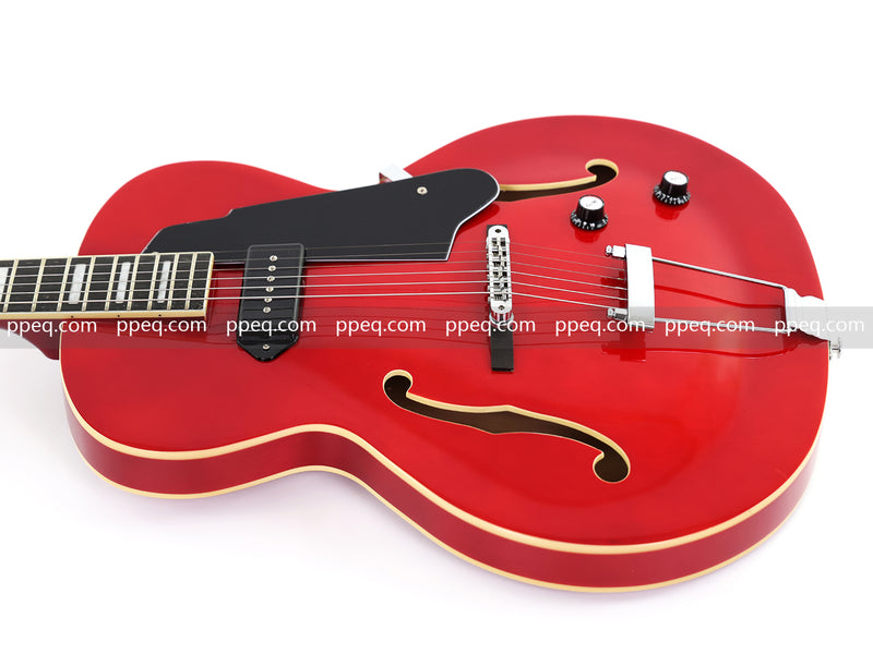 Hollow Body Jazz Electric Guitar with Sapphire Red Gloss Finish (YMZ-079)