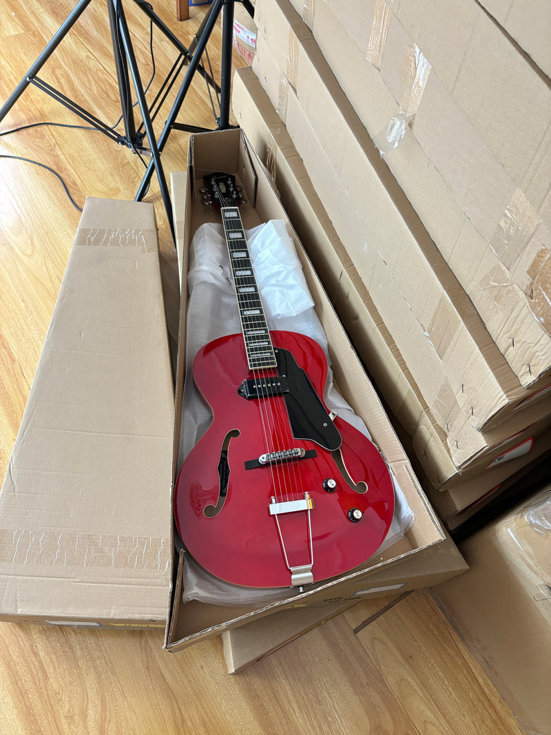 Hollow Body Jazz Electric Guitar with Sapphire Red Gloss Finish (YMZ-079)