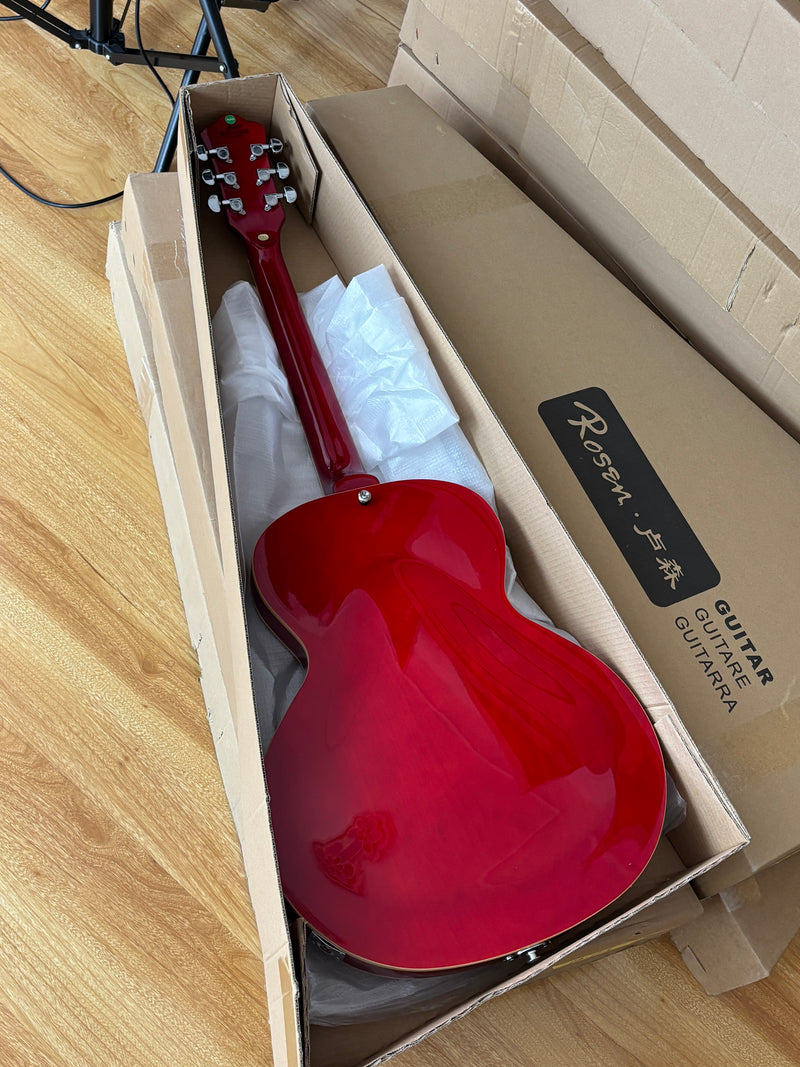 Hollow Body Jazz Electric Guitar with Sapphire Red Gloss Finish (YMZ-079)