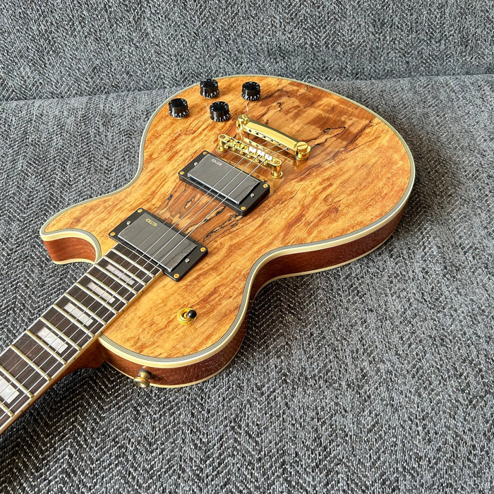 LP Custom Style Electric Guitar with Spalted Maple Top (GKS-013)