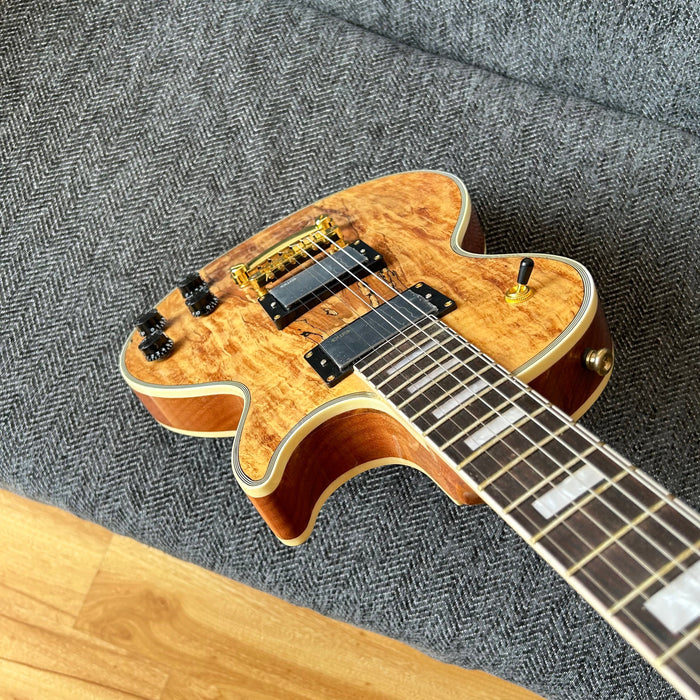 LP Custom Style Electric Guitar with Spalted Maple Top (GKS-013)