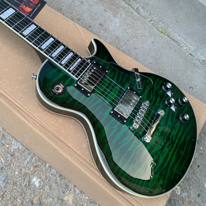 PANGO Music LP Style Green Electric Guitar with Flamed Maple Top (YMZ-223)