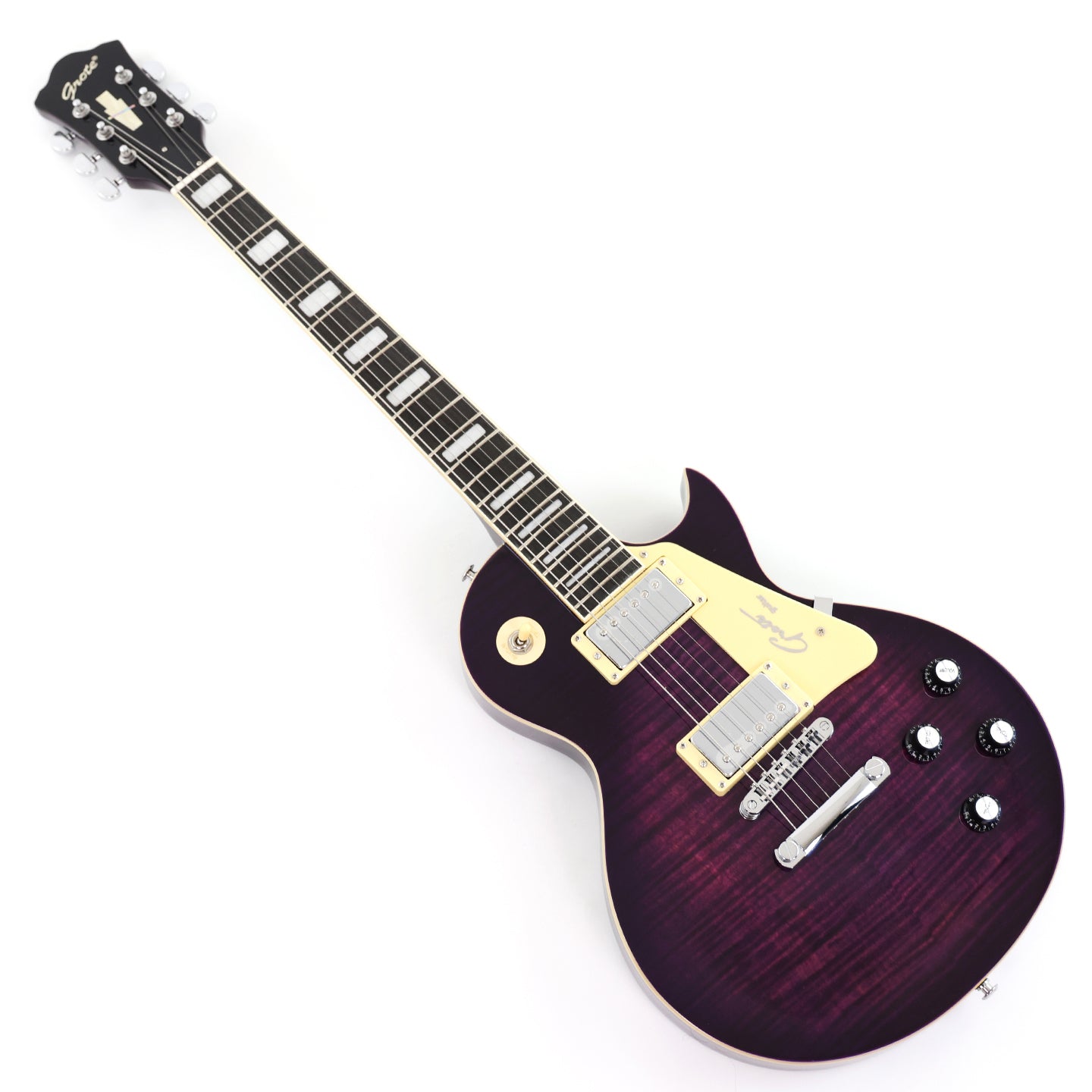 LP Style Electric Guitar with Flant Maple Top & Vibrant Purple Gloss Finish (YMZ-231)