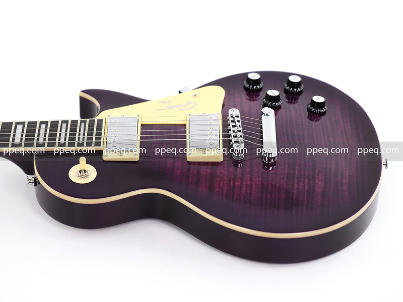 LP Style Electric Guitar with Flant Maple Top & Vibrant Purple Gloss Finish (YMZ-231)