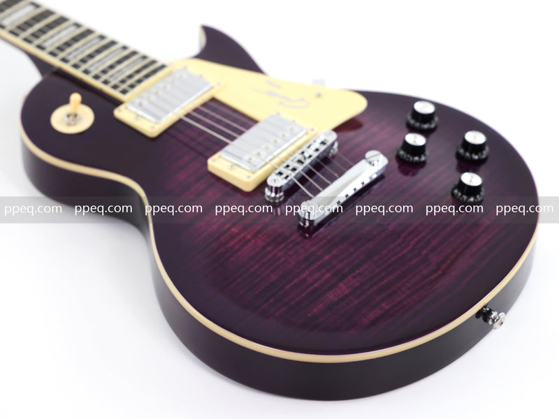 LP Style Electric Guitar with Flant Maple Top & Vibrant Purple Gloss Finish (YMZ-231)