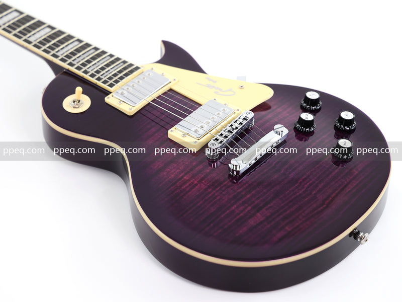 LP Style Electric Guitar with Flant Maple Top & Vibrant Purple Gloss Finish (YMZ-231)