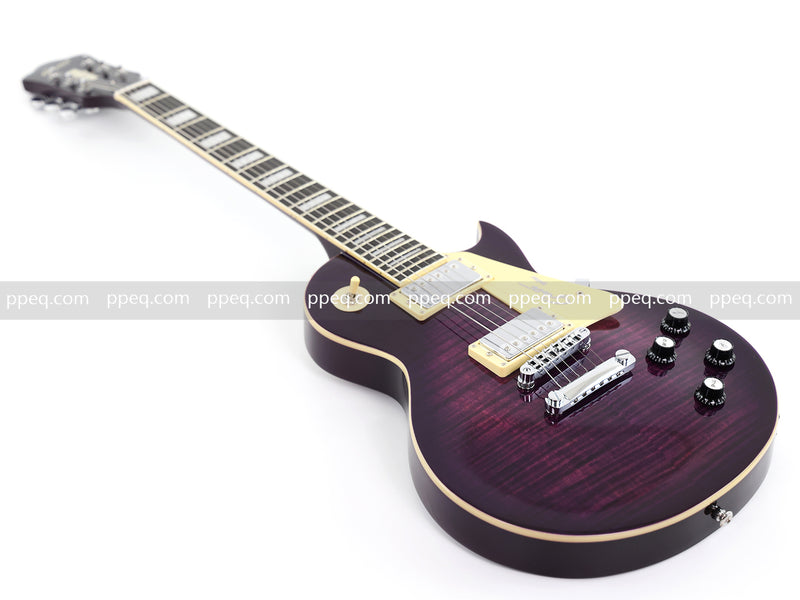 LP Style Electric Guitar with Flant Maple Top & Vibrant Purple Gloss Finish (YMZ-231)