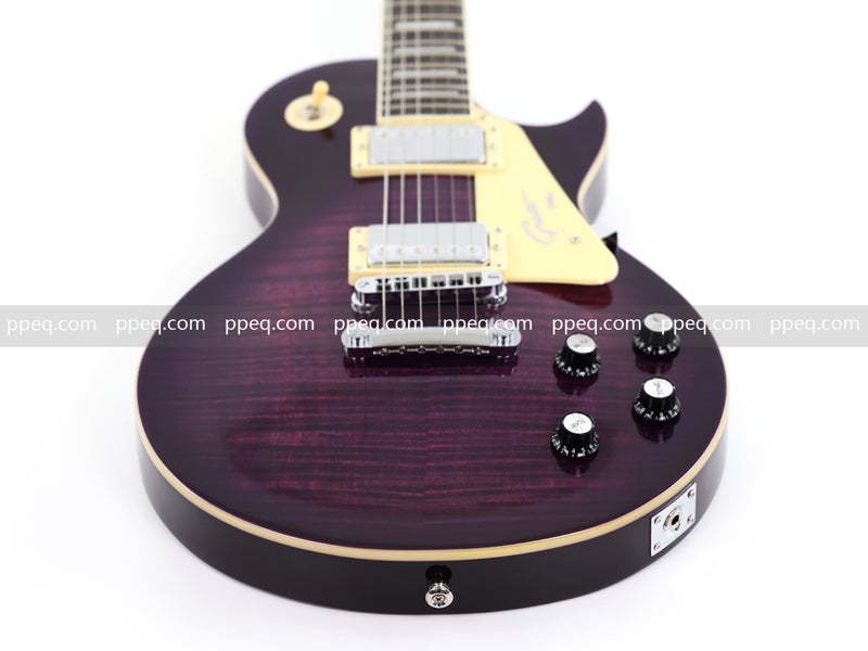 LP Style Electric Guitar with Flant Maple Top & Vibrant Purple Gloss Finish (YMZ-231)