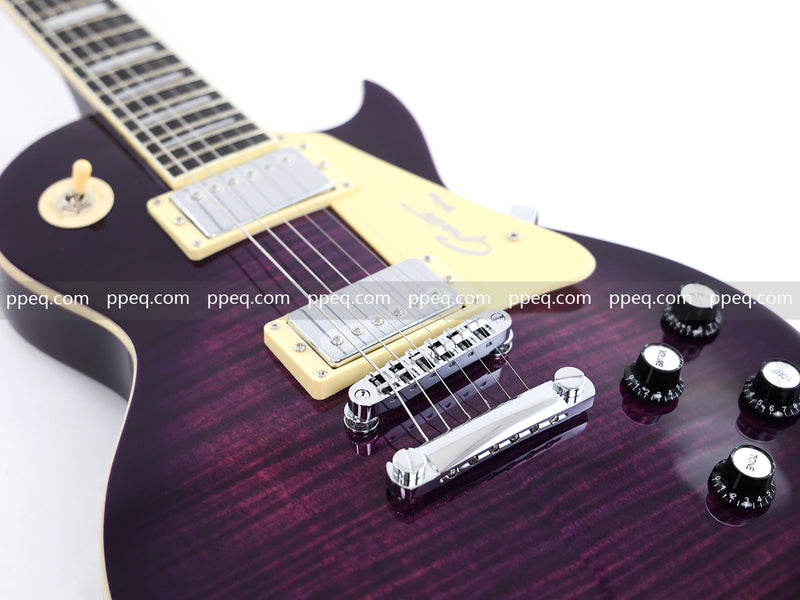 LP Style Electric Guitar with Flant Maple Top & Vibrant Purple Gloss Finish (YMZ-231)