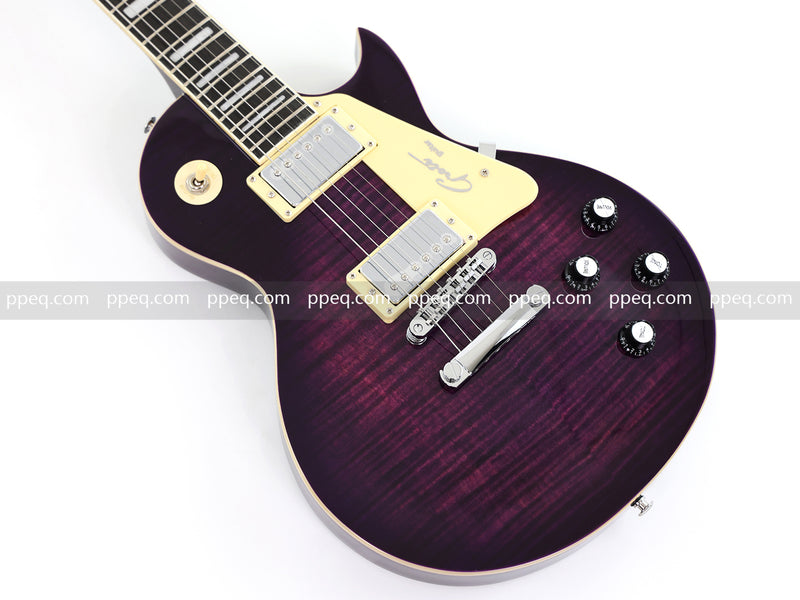 LP Style Electric Guitar with Flant Maple Top & Vibrant Purple Gloss Finish (YMZ-231)