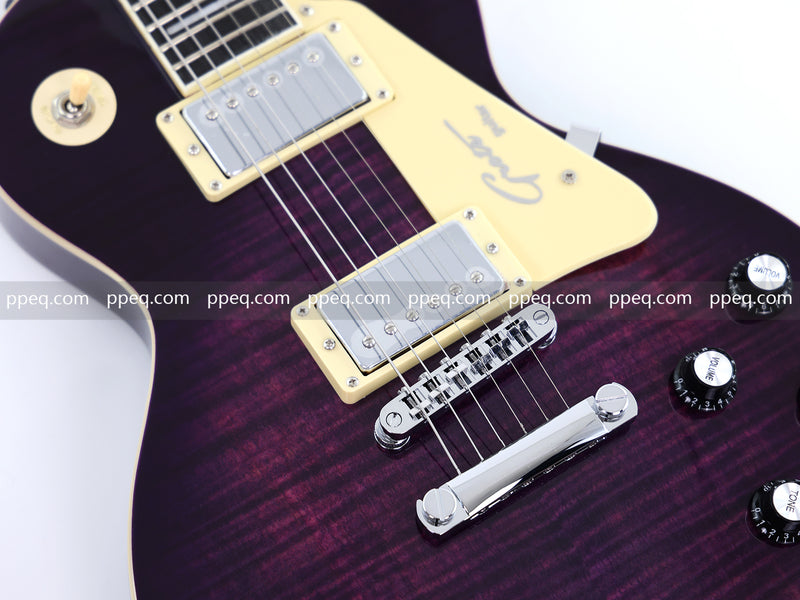 LP Style Electric Guitar with Flant Maple Top & Vibrant Purple Gloss Finish (YMZ-231)