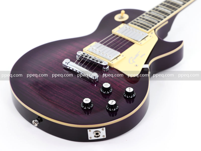 LP Style Electric Guitar with Flant Maple Top & Vibrant Purple Gloss Finish (YMZ-231)