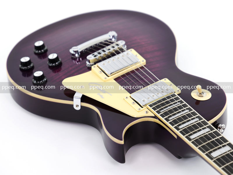LP Style Electric Guitar with Flant Maple Top & Vibrant Purple Gloss Finish (YMZ-231)