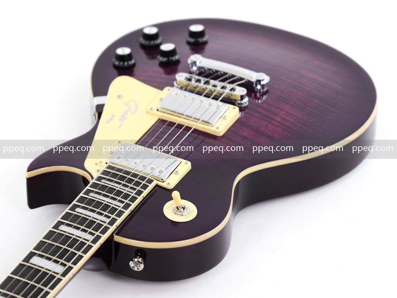 LP Style Electric Guitar with Flant Maple Top & Vibrant Purple Gloss Finish (YMZ-231)