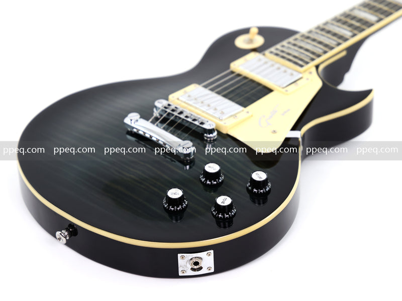 LP Style Electric Guitar with Modern Headstock & Black Gloss Finish (YMZ-270)