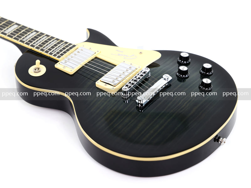 LP Style Electric Guitar with Modern Headstock & Black Gloss Finish (YMZ-270)