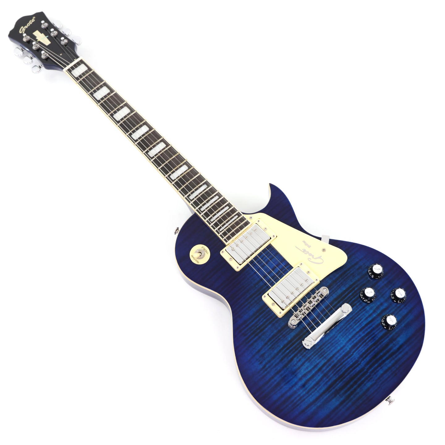 LP Style Electric Guitar with Modern Headstock & Blue Gloss Finish (YMZ-268)