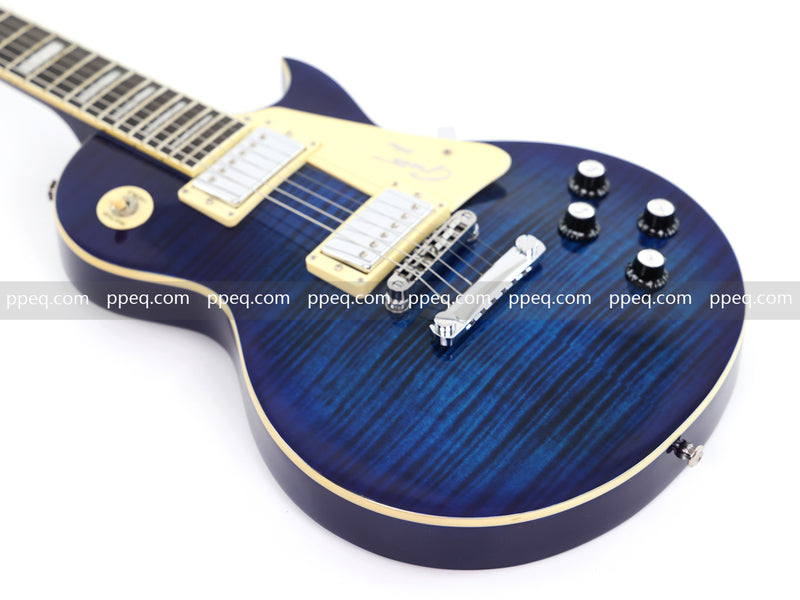 LP Style Electric Guitar with Modern Headstock & Blue Gloss Finish (YMZ-268)