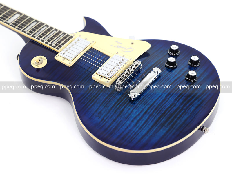 LP Style Electric Guitar with Modern Headstock & Blue Gloss Finish (YMZ-268)