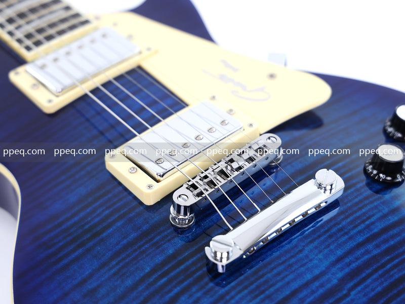 LP Style Electric Guitar with Modern Headstock & Blue Gloss Finish (YMZ-268)