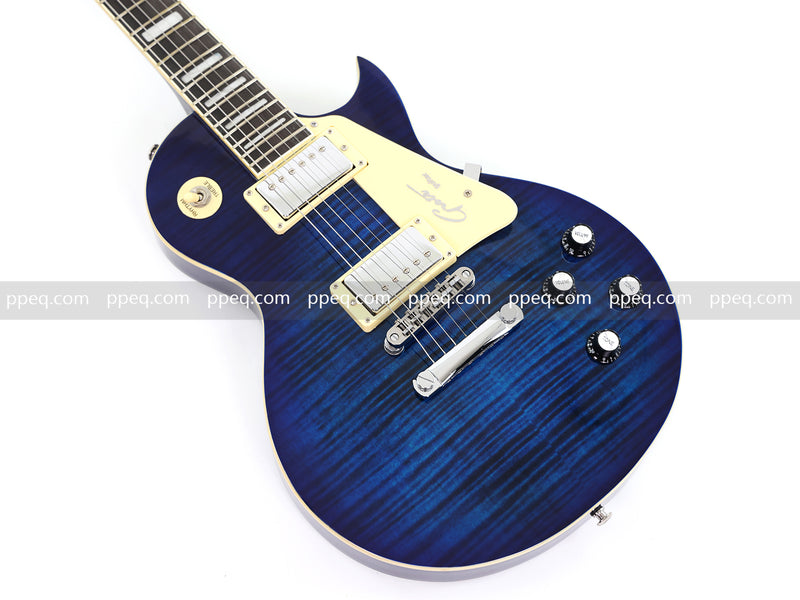 LP Style Electric Guitar with Modern Headstock & Blue Gloss Finish (YMZ-268)
