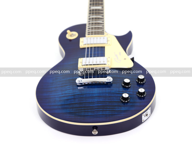 LP Style Electric Guitar with Modern Headstock & Blue Gloss Finish (YMZ-268)