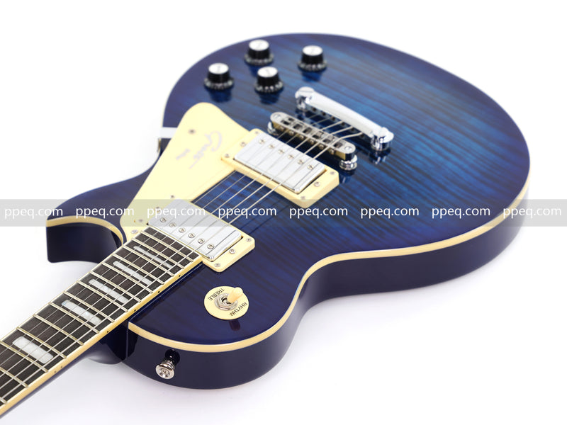 LP Style Electric Guitar with Modern Headstock & Blue Gloss Finish (YMZ-268)