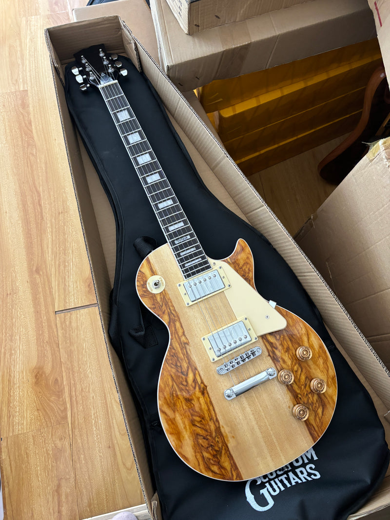 LP Standard Style Ultra-thin Body Electric Guitar with AAA Burl Maple Veneer Top (HY-2569)