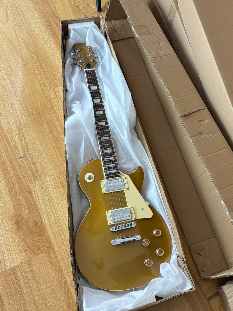 LP Standard Style Electric Guitar with Gloss Gold Metallic Finish (HY-2520)