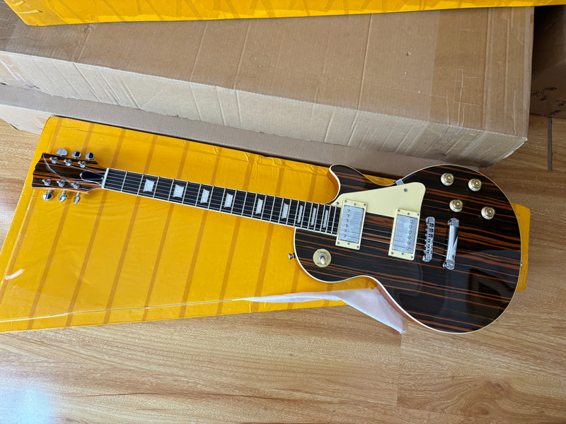 LP Standard Style Electric Guitar with Zebrawood Maple Veneer (YMZ-087)