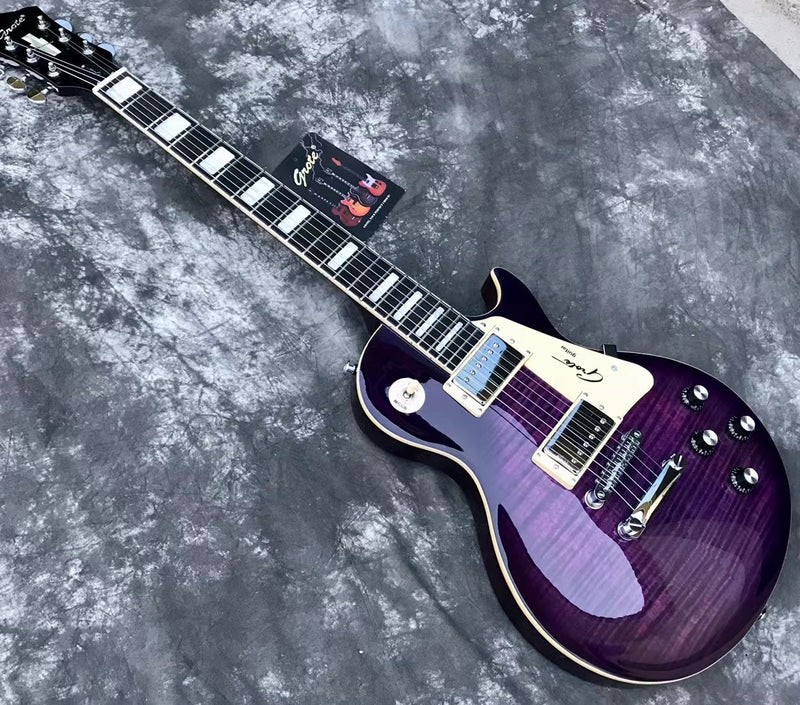 LP Style Electric Guitar with Flant Maple Top & Vibrant Purple Gloss Finish (YMZ-231)