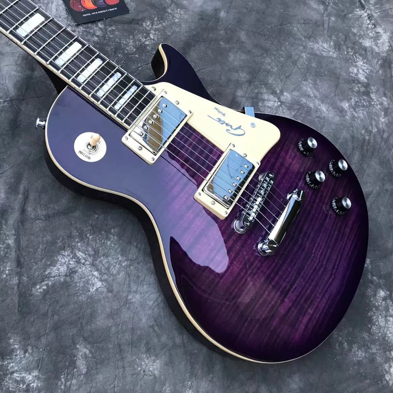 LP Style Electric Guitar with Flant Maple Top & Vibrant Purple Gloss Finish (YMZ-231)