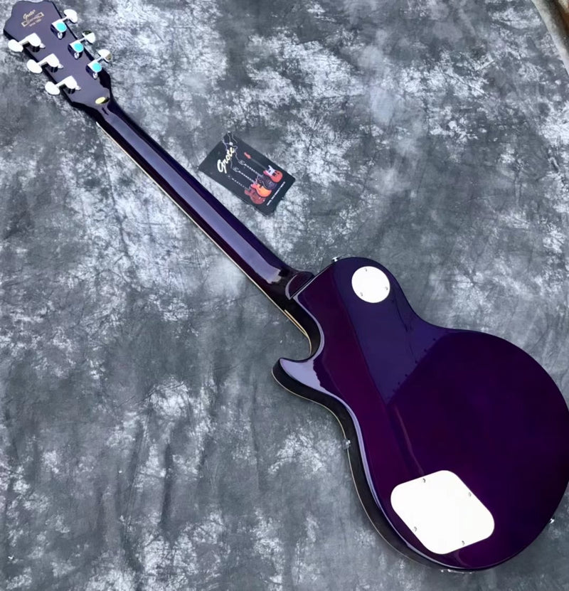 LP Style Electric Guitar with Flant Maple Top & Vibrant Purple Gloss Finish (YMZ-231)