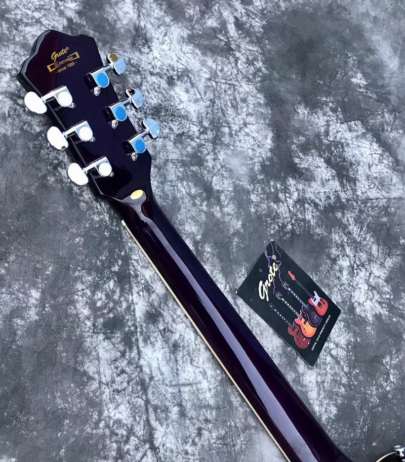 LP Style Electric Guitar with Flant Maple Top & Vibrant Purple Gloss Finish (YMZ-231)