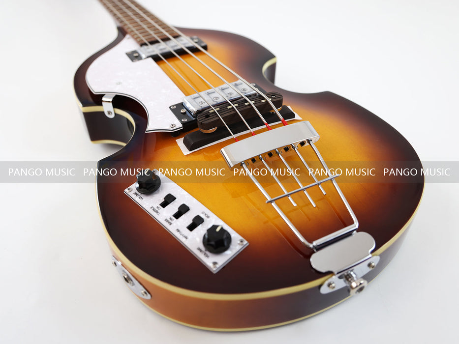 Left Hand 4 Strings Semi Hollow Violin Electric Bass Guitar (PHF-127)