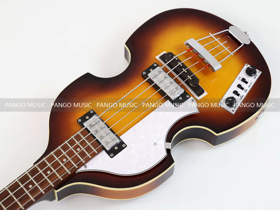 Left Hand 4 Strings Semi Hollow Violin Electric Bass Guitar (PHF-127)