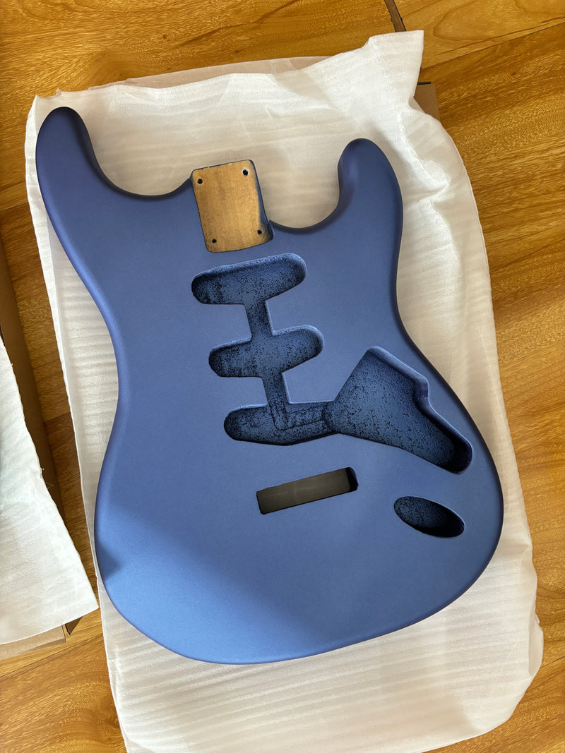 Lightweight Paulownia ST-Style Guitar Body with Satin Metallic Blue Finish (STB-106)