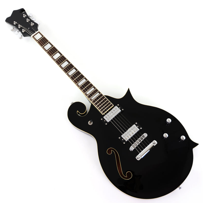 Mandolin Style Semi-Hollow Body Electric Guitar with Gloss Black Finish (HY-2533)