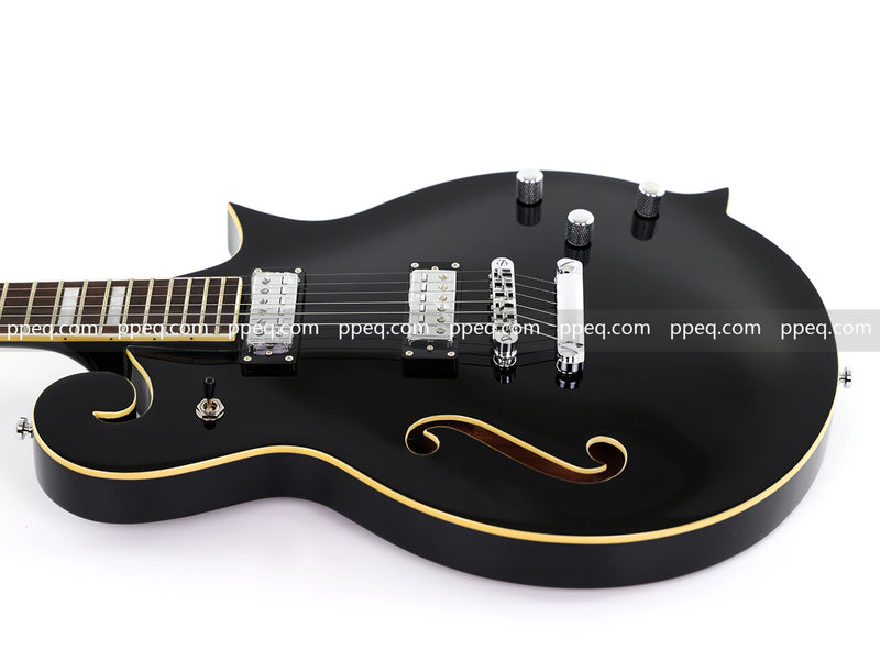 Mandolin Style Semi-Hollow Body Electric Guitar with Gloss Black Finish (HY-2533)