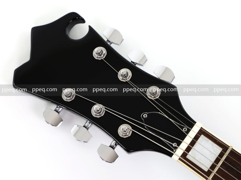 Mandolin Style Semi-Hollow Body Electric Guitar with Gloss Black Finish (HY-2533)
