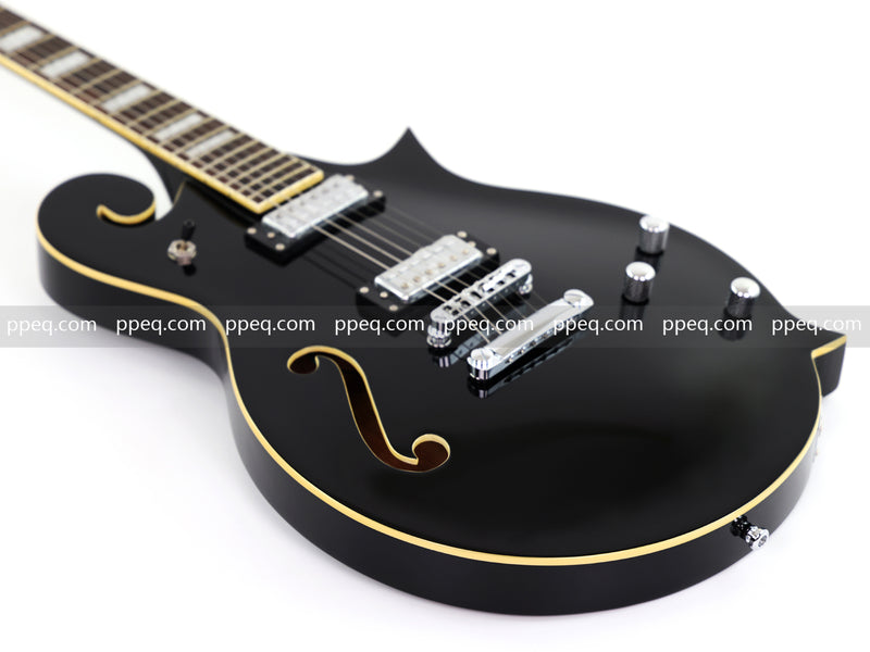 Mandolin Style Semi-Hollow Body Electric Guitar with Gloss Black Finish (HY-2533)