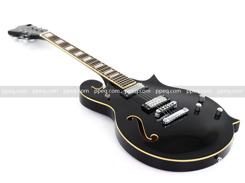 Mandolin Style Semi-Hollow Body Electric Guitar with Gloss Black Finish (HY-2533)