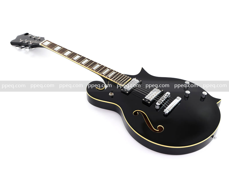 Mandolin Style Semi-Hollow Body Electric Guitar with Gloss Black Finish (HY-2533)