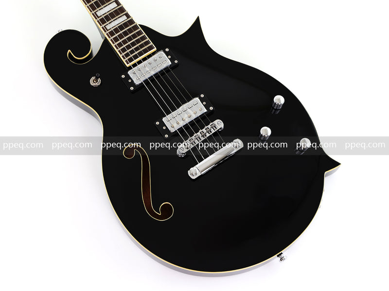 Mandolin Style Semi-Hollow Body Electric Guitar with Gloss Black Finish (HY-2533)