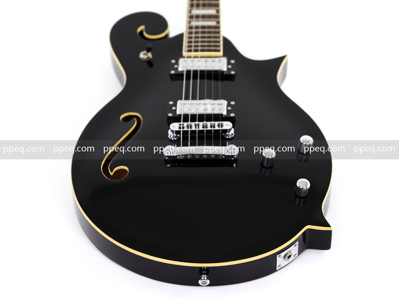 Mandolin Style Semi-Hollow Body Electric Guitar with Gloss Black Finish (HY-2533)