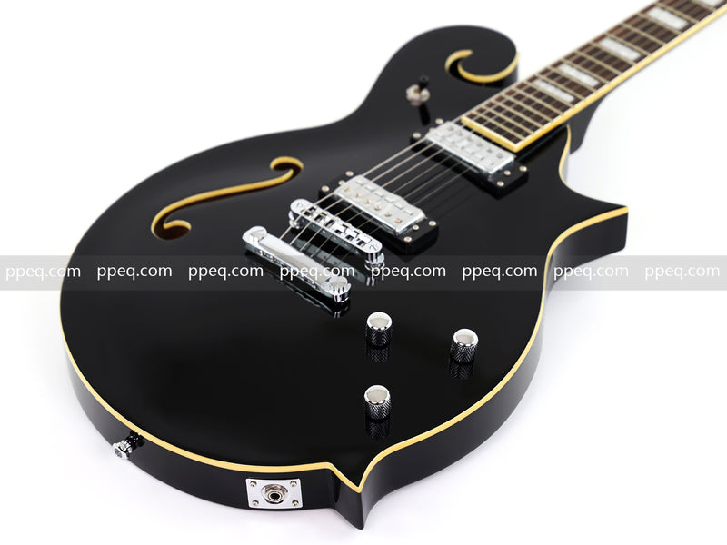 Mandolin Style Semi-Hollow Body Electric Guitar with Gloss Black Finish (HY-2533)