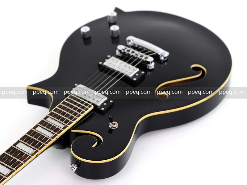 Mandolin Style Semi-Hollow Body Electric Guitar with Gloss Black Finish (HY-2533)