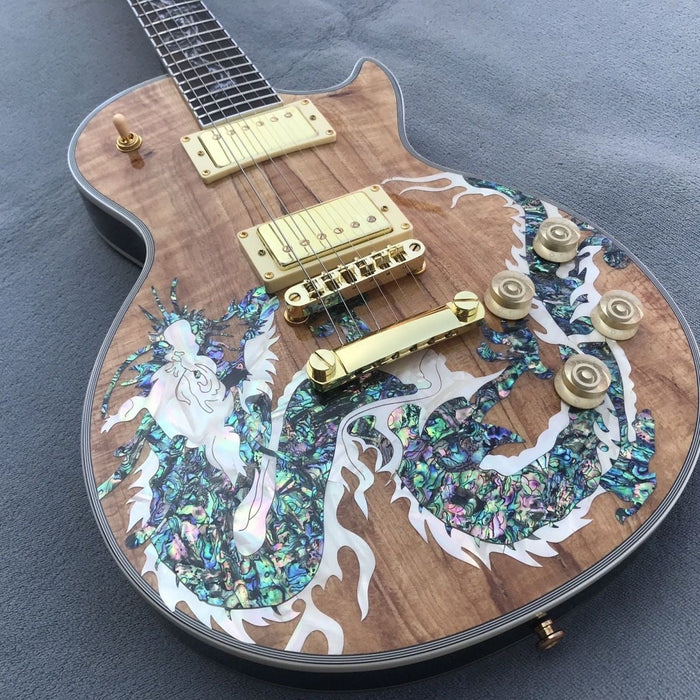 Custom Design LP Style Electric Guitar with Loong Shell Inlay (LOONG-01)