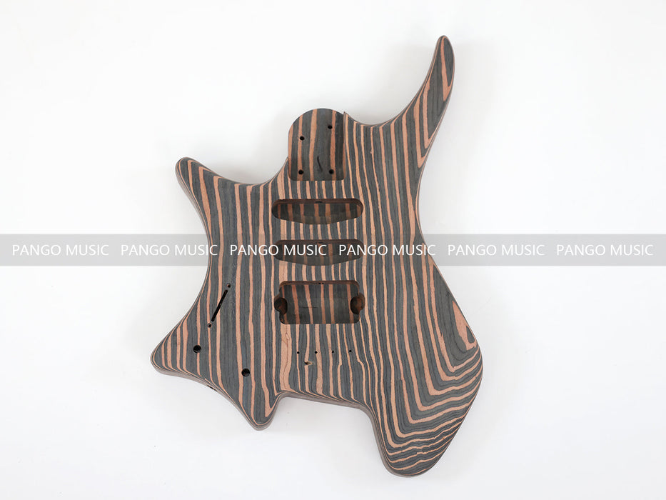 Headless Left Hand All Zebrawood DIY Electric Guitar Kit (ZQN-017S)