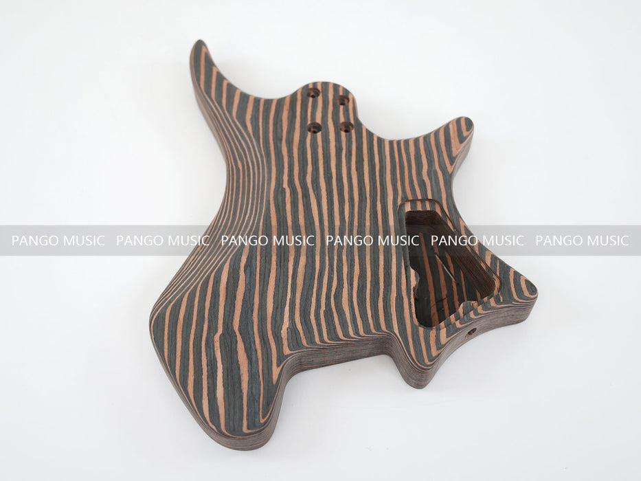 Headless Left Hand All Zebrawood DIY Electric Guitar Kit (ZQN-017S)